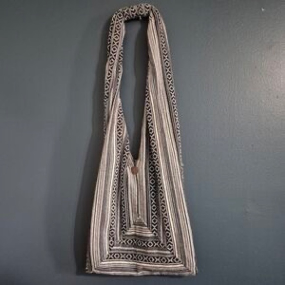 Boho Stripe Crossbody Bag in Black and White